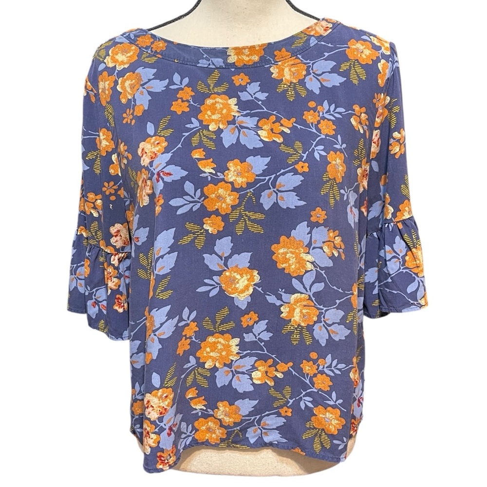 Susina Bright Floral‎ Boxy Cropped Top Summer Spring Women's Large